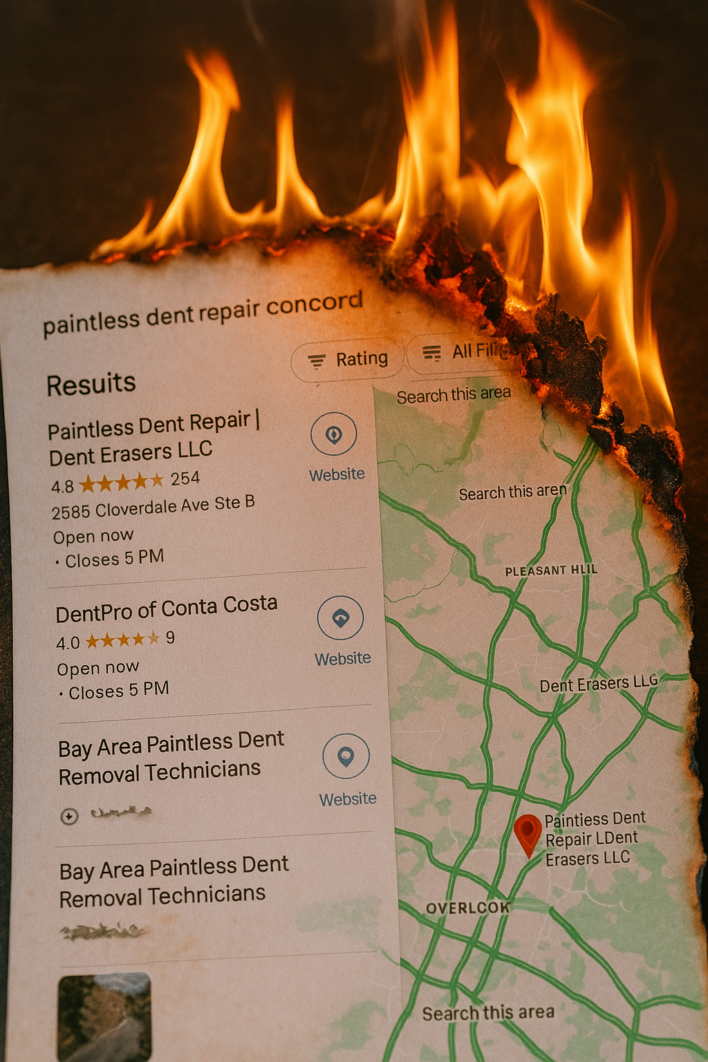 Google Maps listings on fire